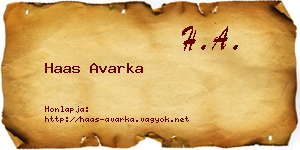 Haas Avarka névjegykártya